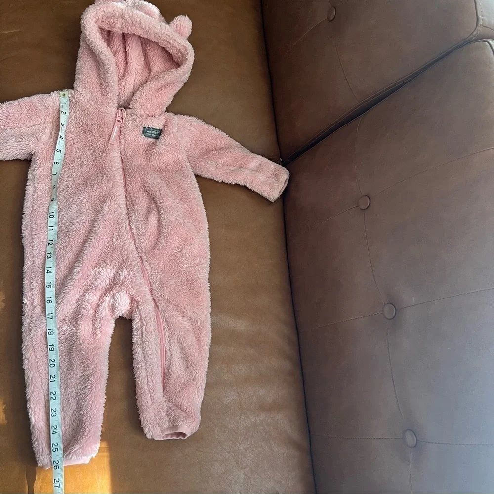 Eddie Bauer Infant Sz 18M Bunting Suit Toddler Girls Pink Fleece Baby Onesie
